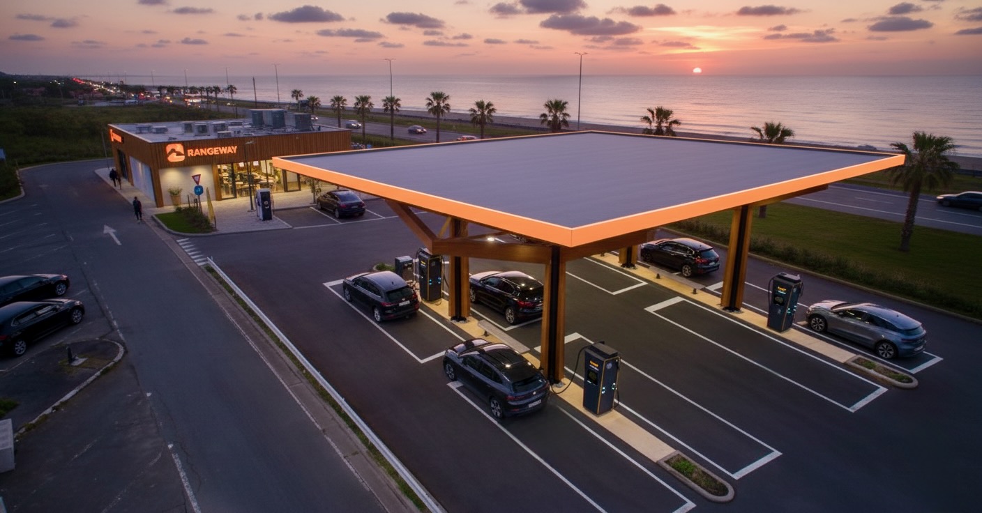 A Rangeway charging destination along a coastal route
